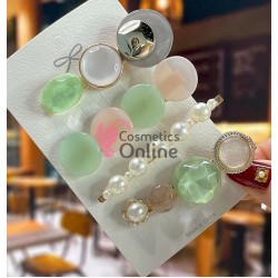 Clema pentru par metalica AGF012LL - Auriu cu Perle si Strasuri, Set 4 bucati